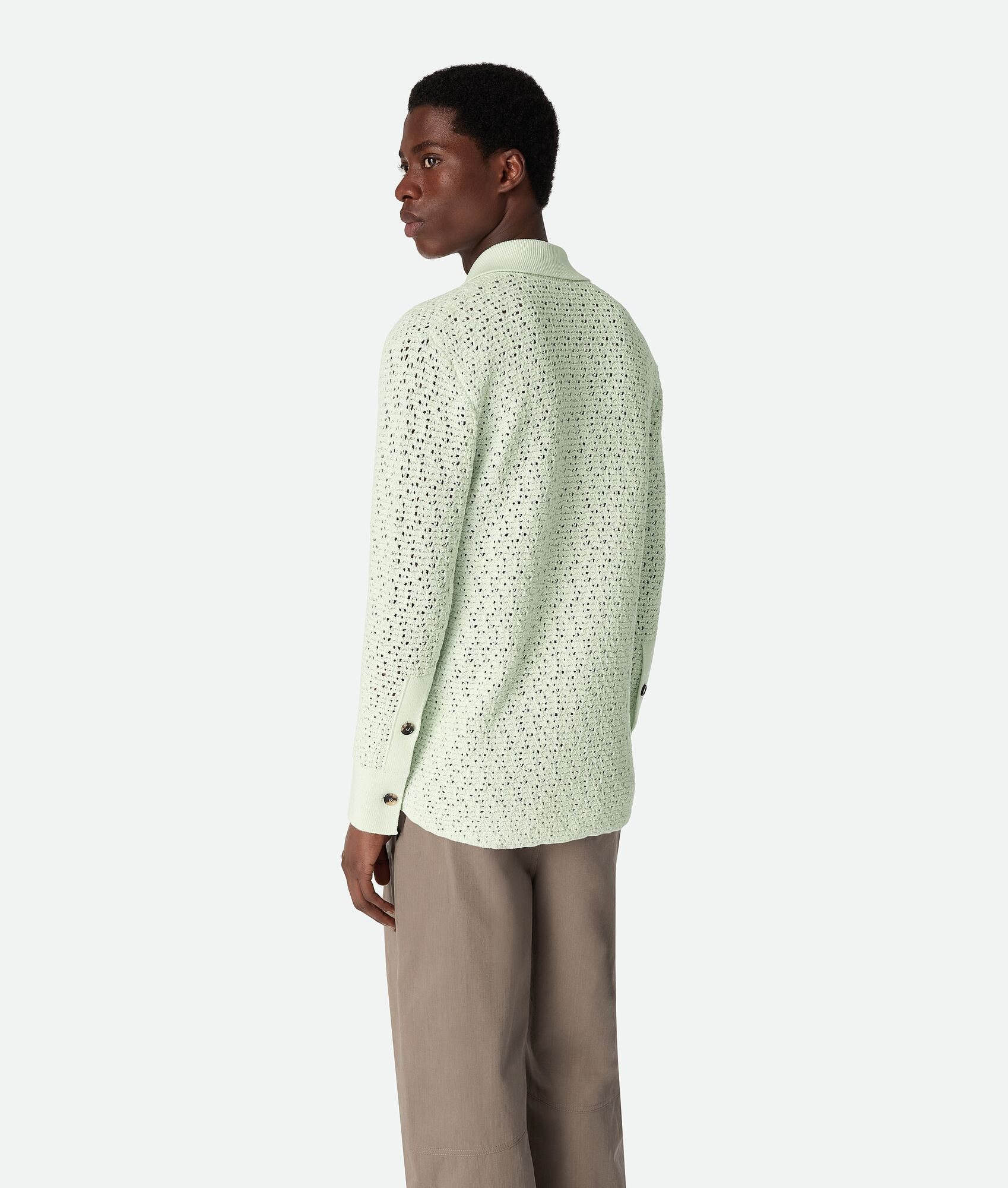 Cotton Crochet Knit Shirt - 3