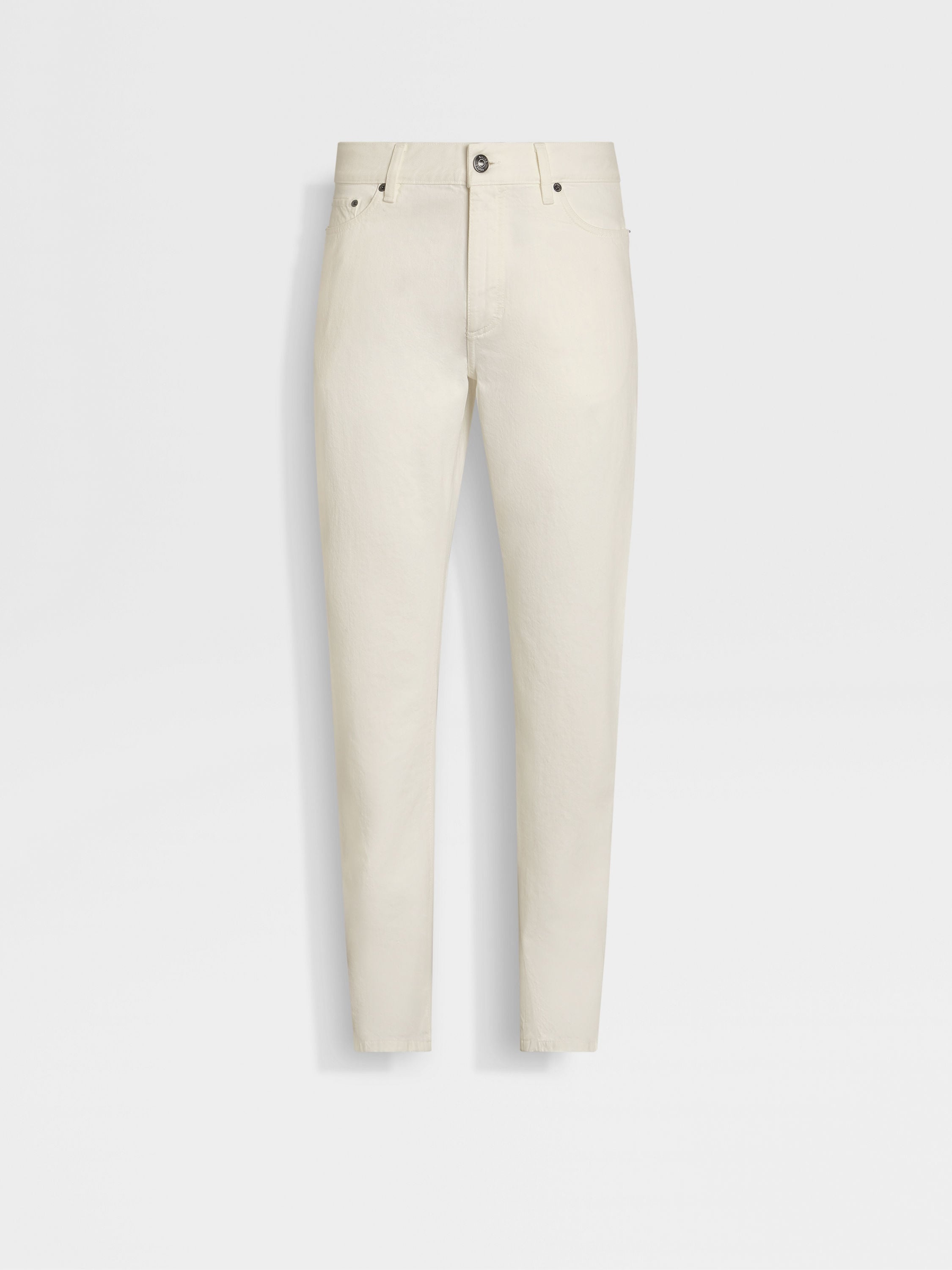 WHITE STONE-WASHED COTTON ROCCIA JEANS - 2