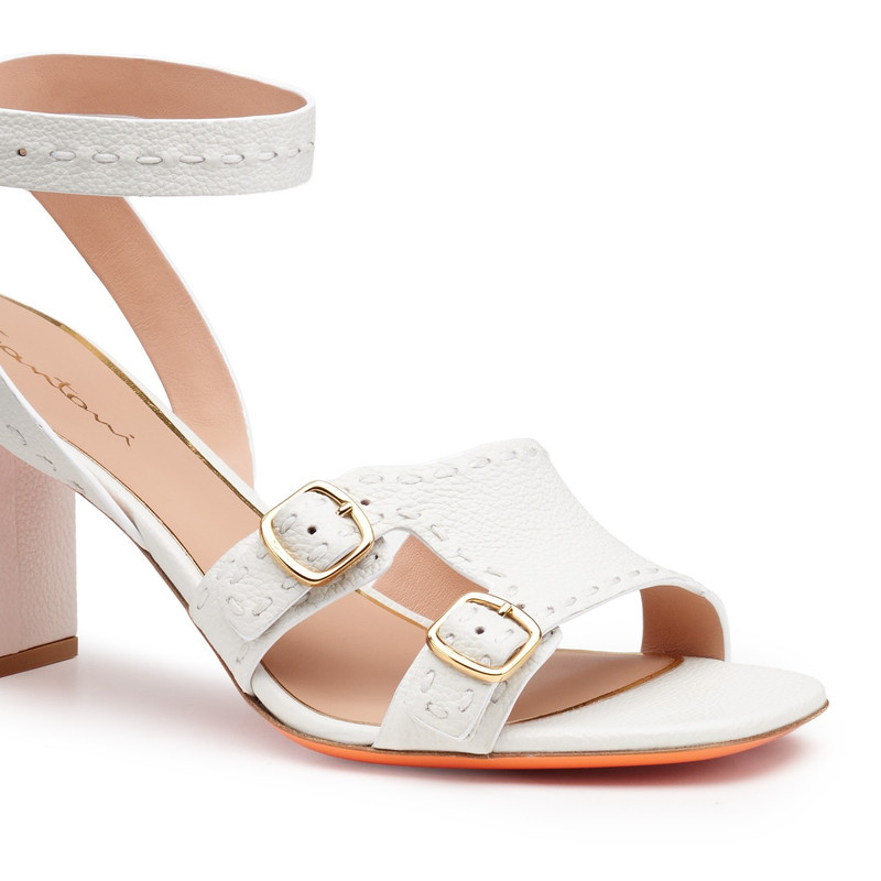 Women's white leather high-heel sandal 4
