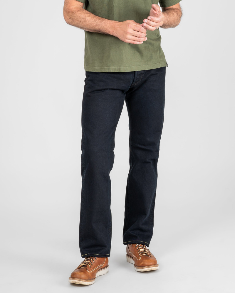 Iron Heart IH-634S-142OD 14OZ SELVEDGE DENIM STRAIGHT CUT JEANS - INDIGO OVERDYED BLACK outlook