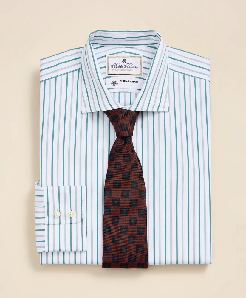 Brooks Brothers X Thomas Mason® Cotton English Spread Collar, Striped Dress Shirt - 1