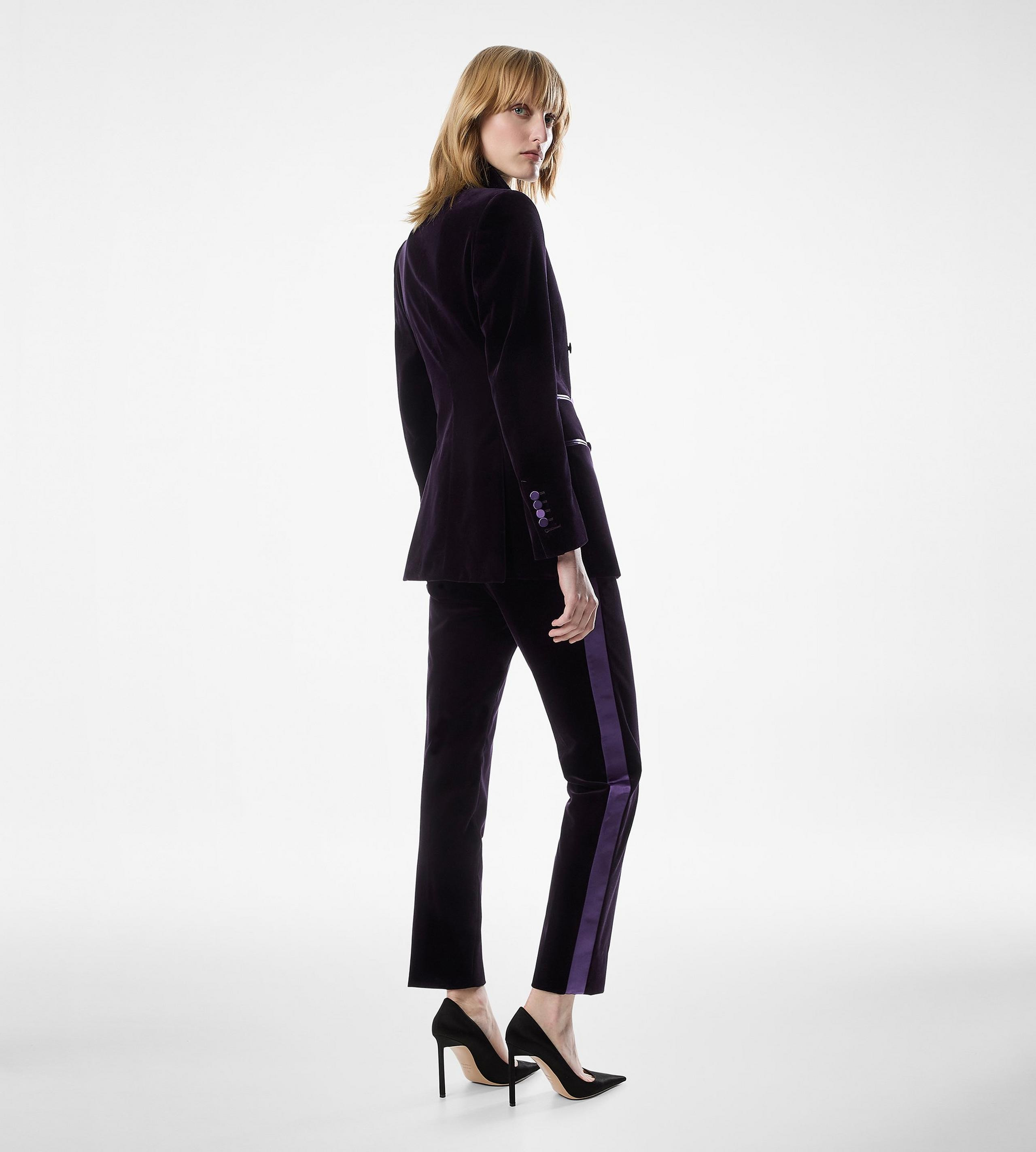TAILORED TUXEDO SKINNY CIGARETTE VELVET PANTS - 3