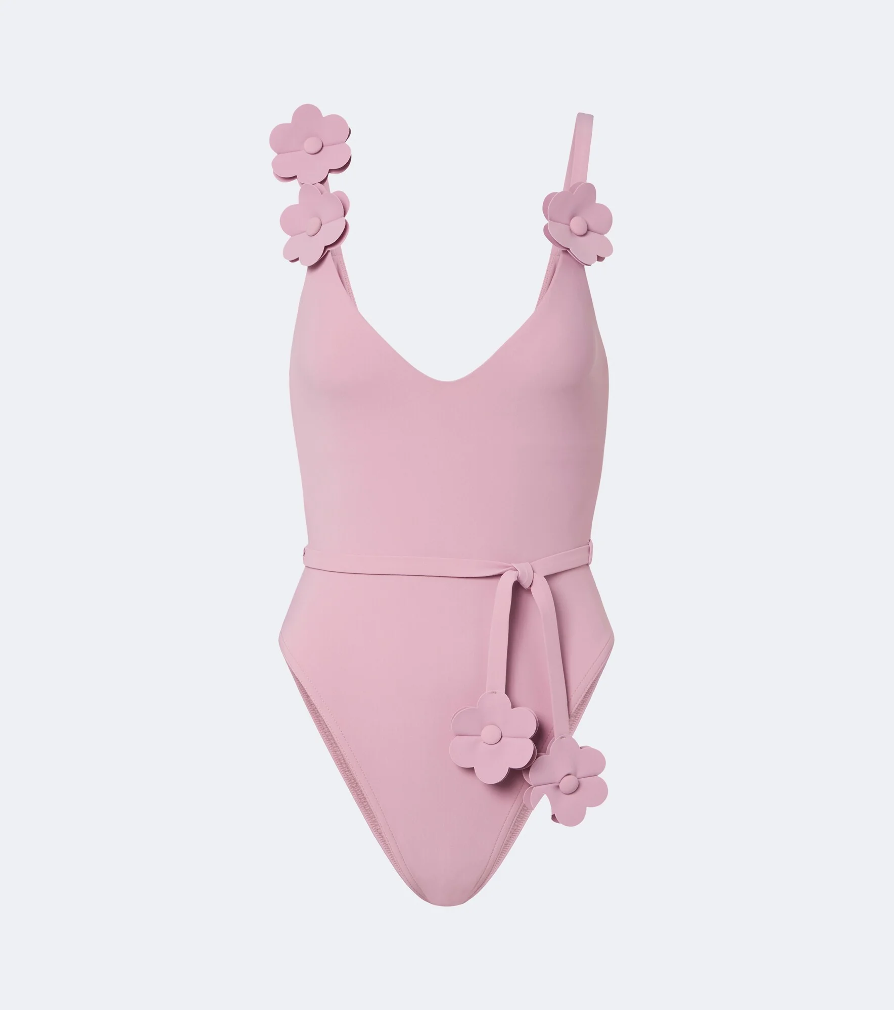 Juliet belted floral-appliqué swimsuit - 1