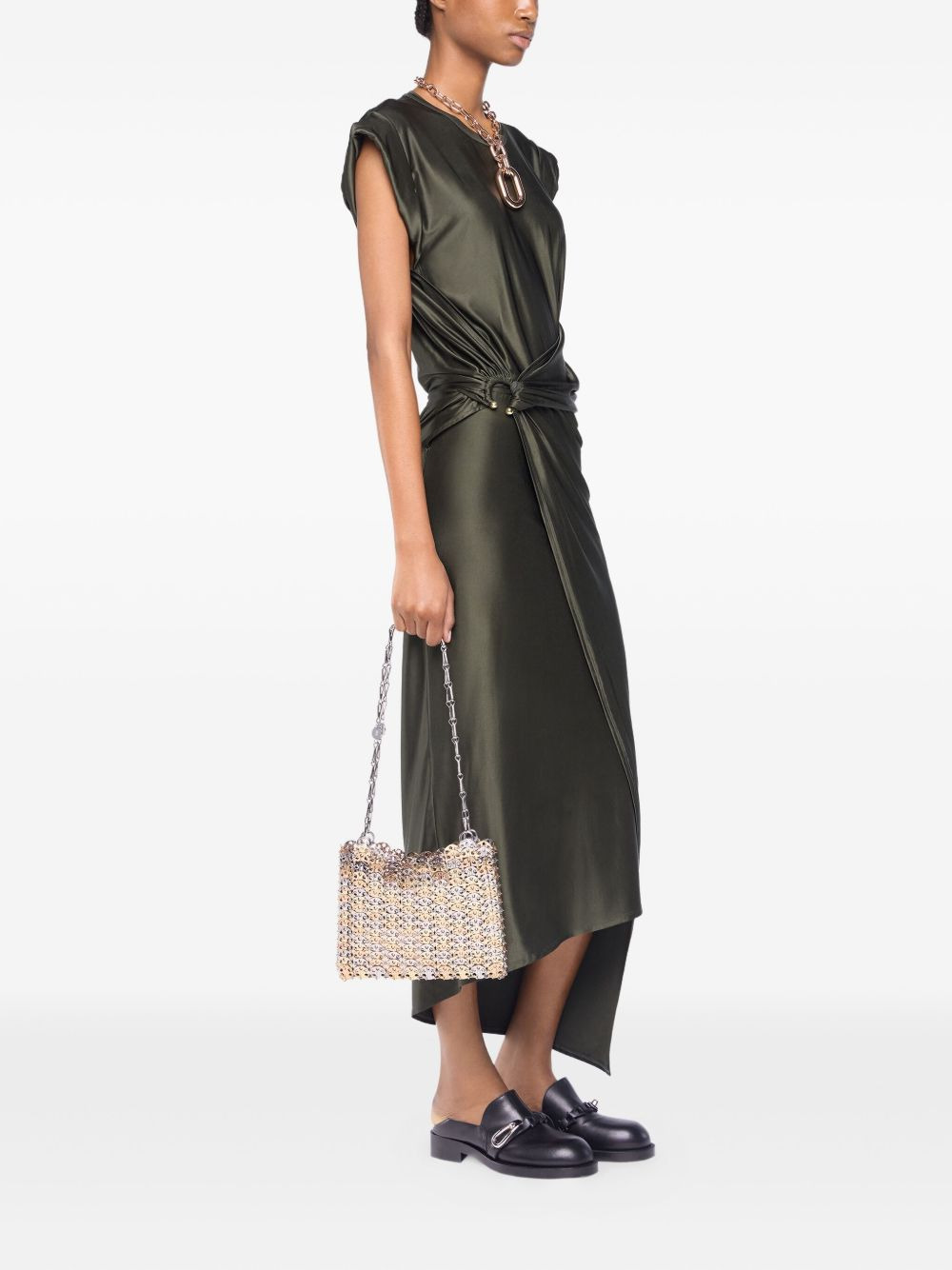 draped satin midi dress - 2