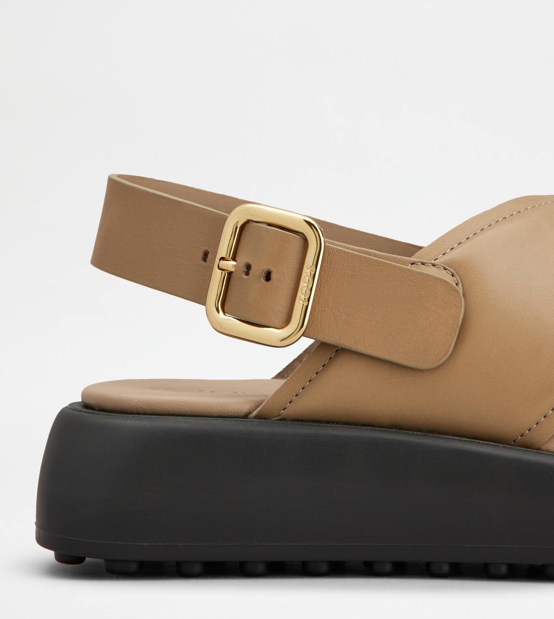 SANDALS IN LEATHER - BEIGE - 5