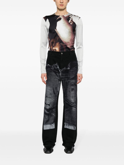 Jean Paul Gaultier trompe l'oeil-print cotton jeans outlook