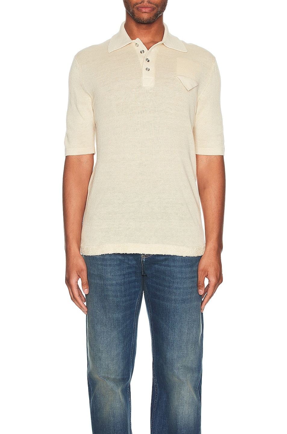 【送料&関税込】Bottega Veneta Light Linen Polo Bottega Veneta Yellow polo shirt in light linen | TheDoubleF