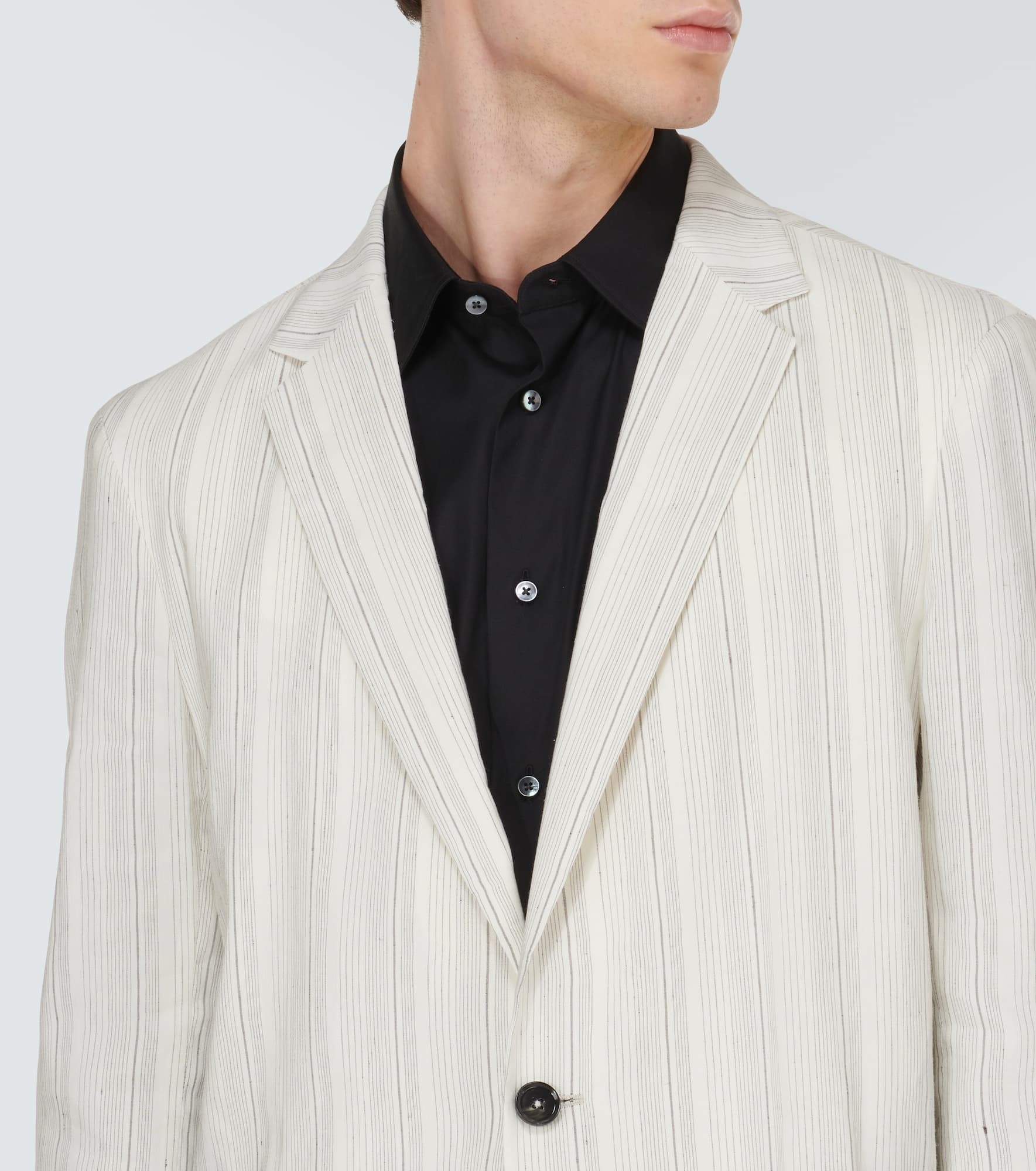 Chalk stripe linen and silk jacket - 5