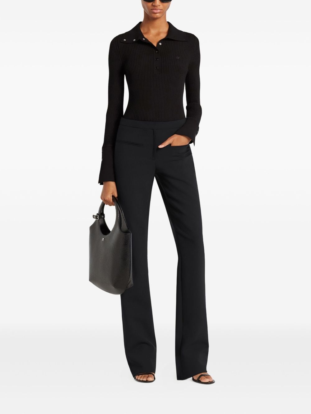 ribbed polo top - 2