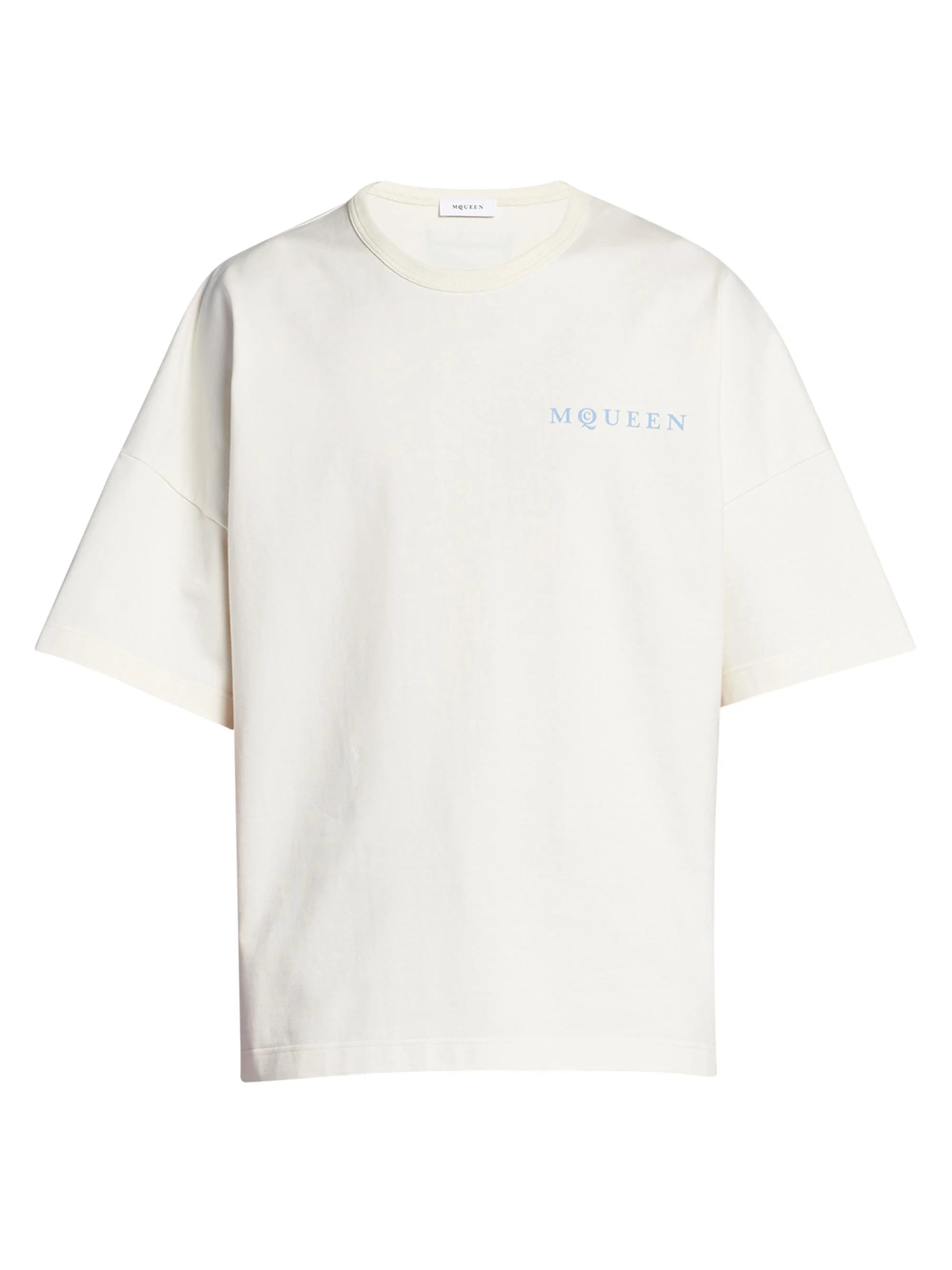 Men's Logo Cotton Crewneck T-Shirt - Ivory Pale Blue - 1