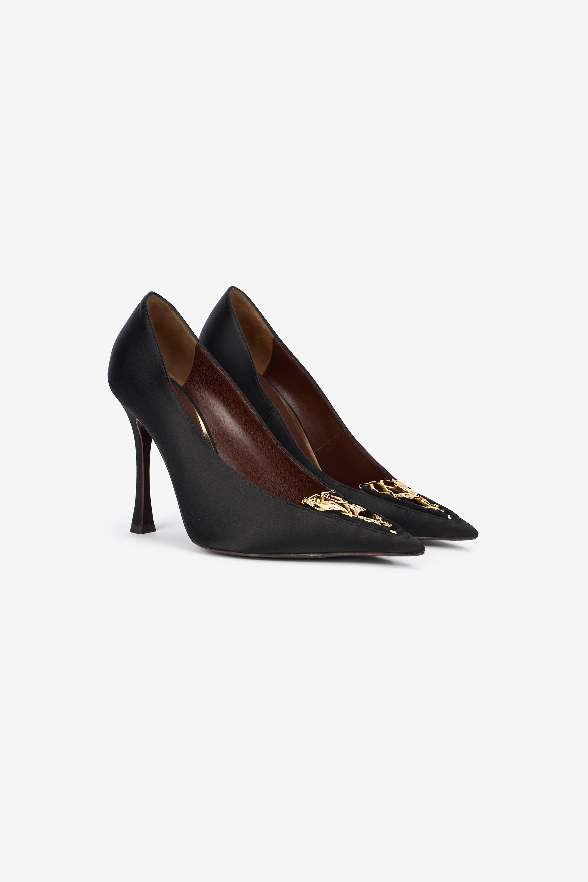 Black Pumps With Leaf Insert - 2