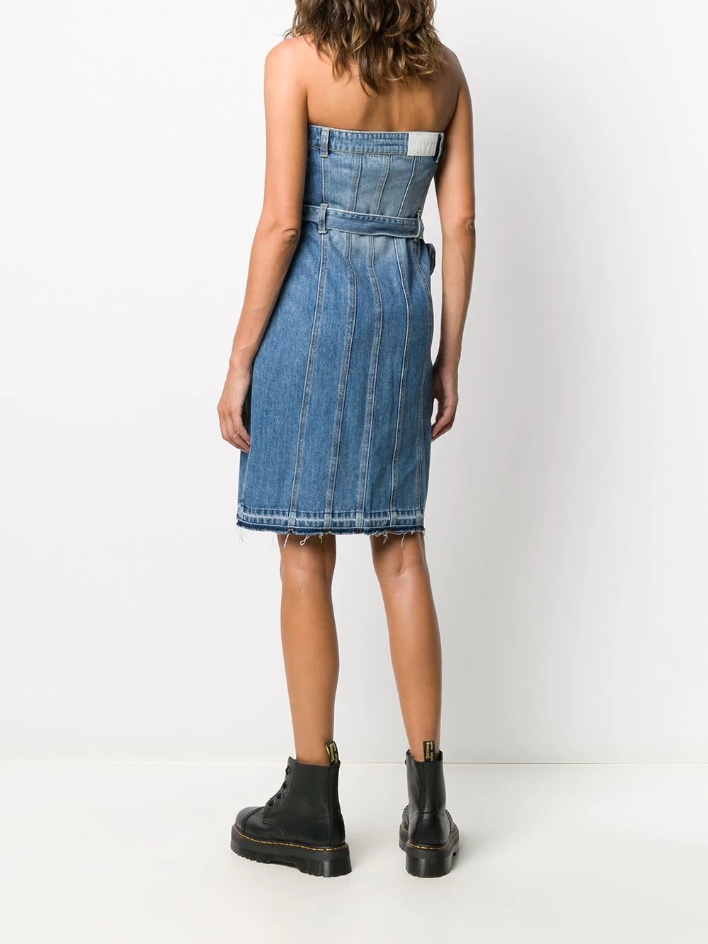 button-down strapless denim dress - 4