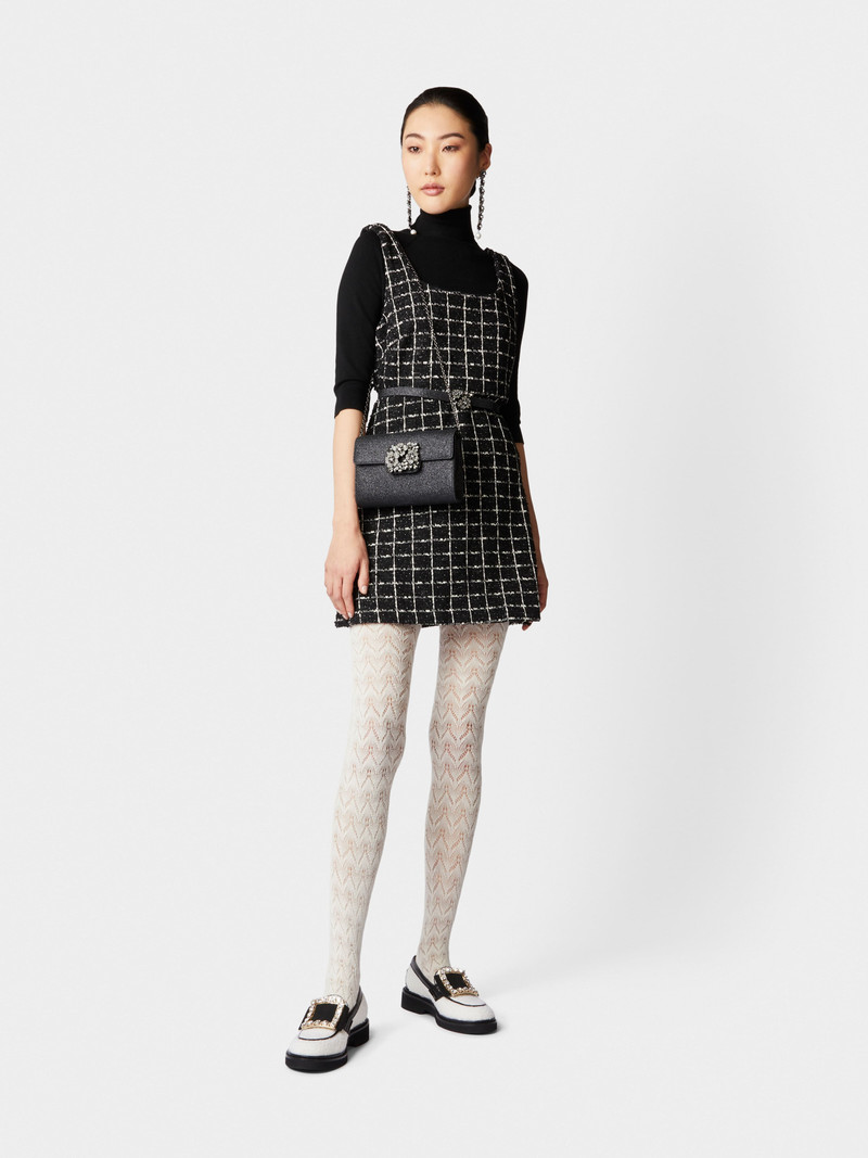 Bouquet Strass Dark Mini Clutch Bag in Glitter Fabric 7