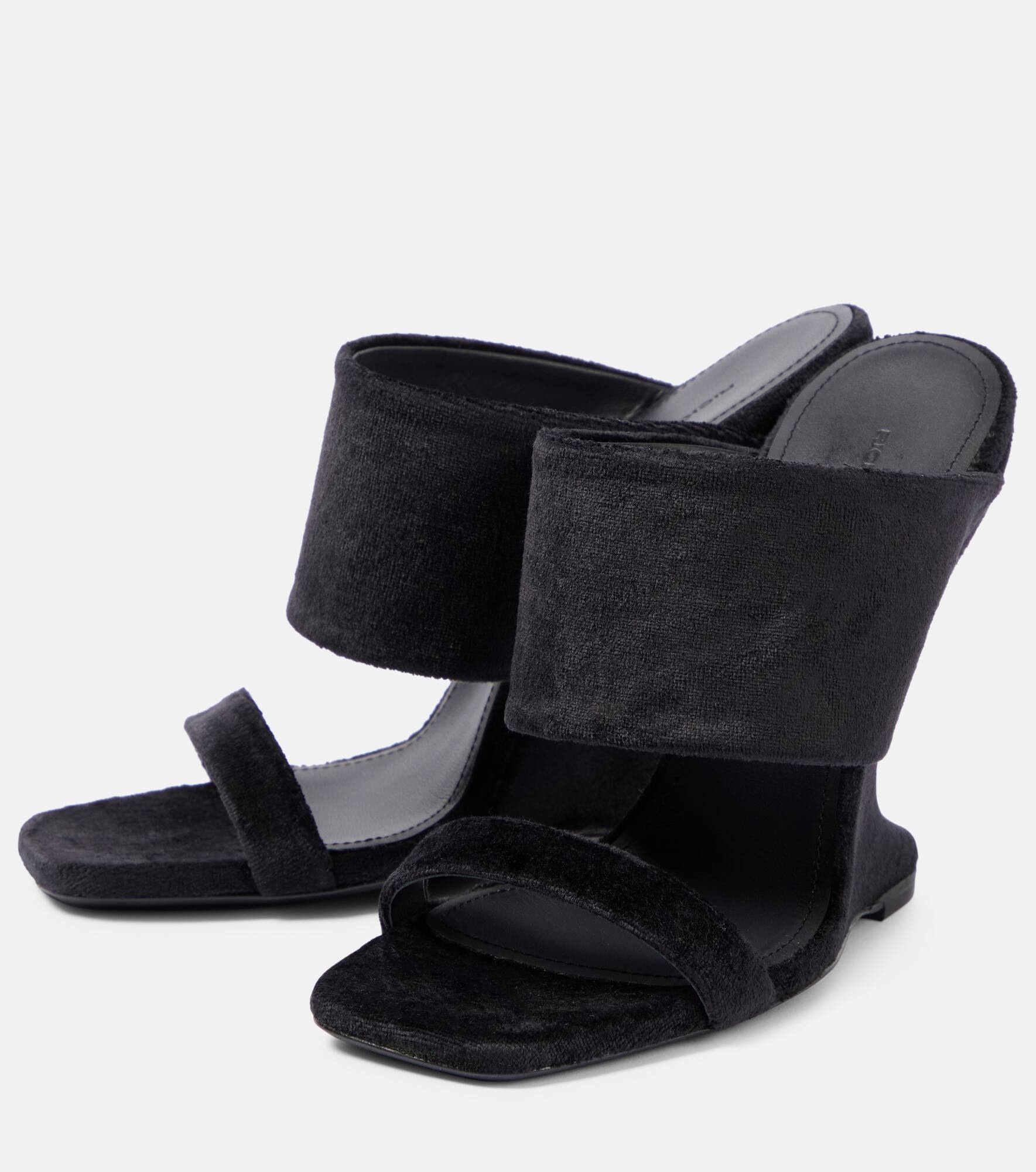 Cantilever suede mules - 4