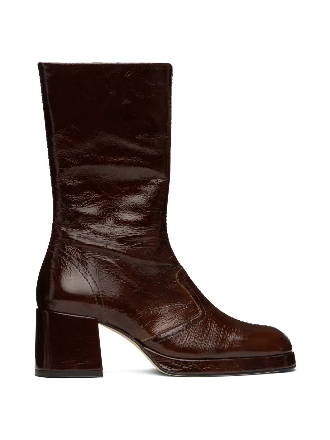 Brown Cass Patent Boots - 1