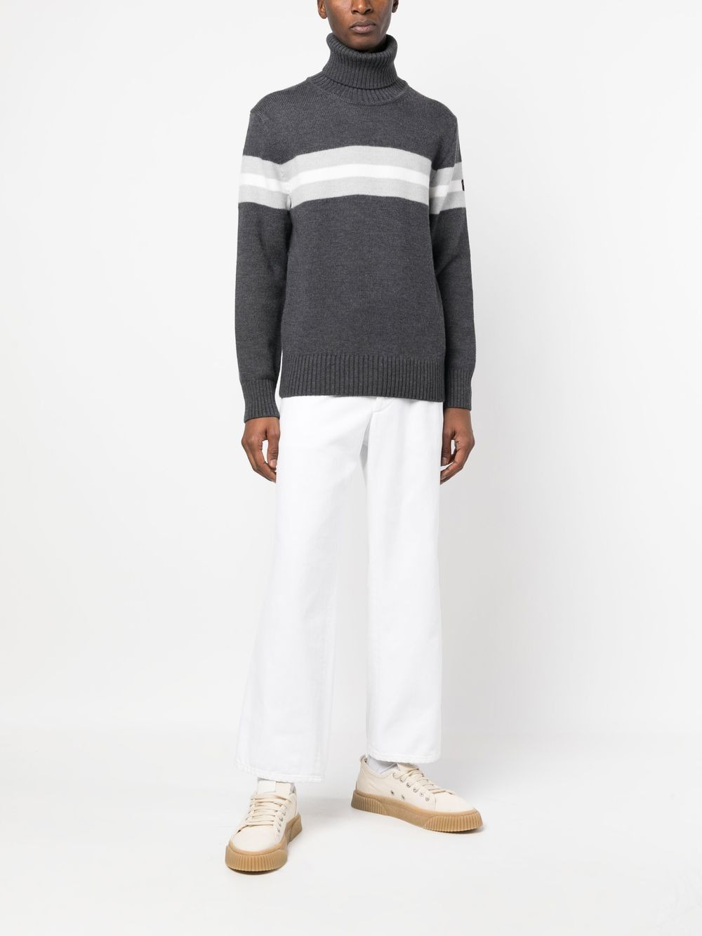 striped roll-neck jumper - 2