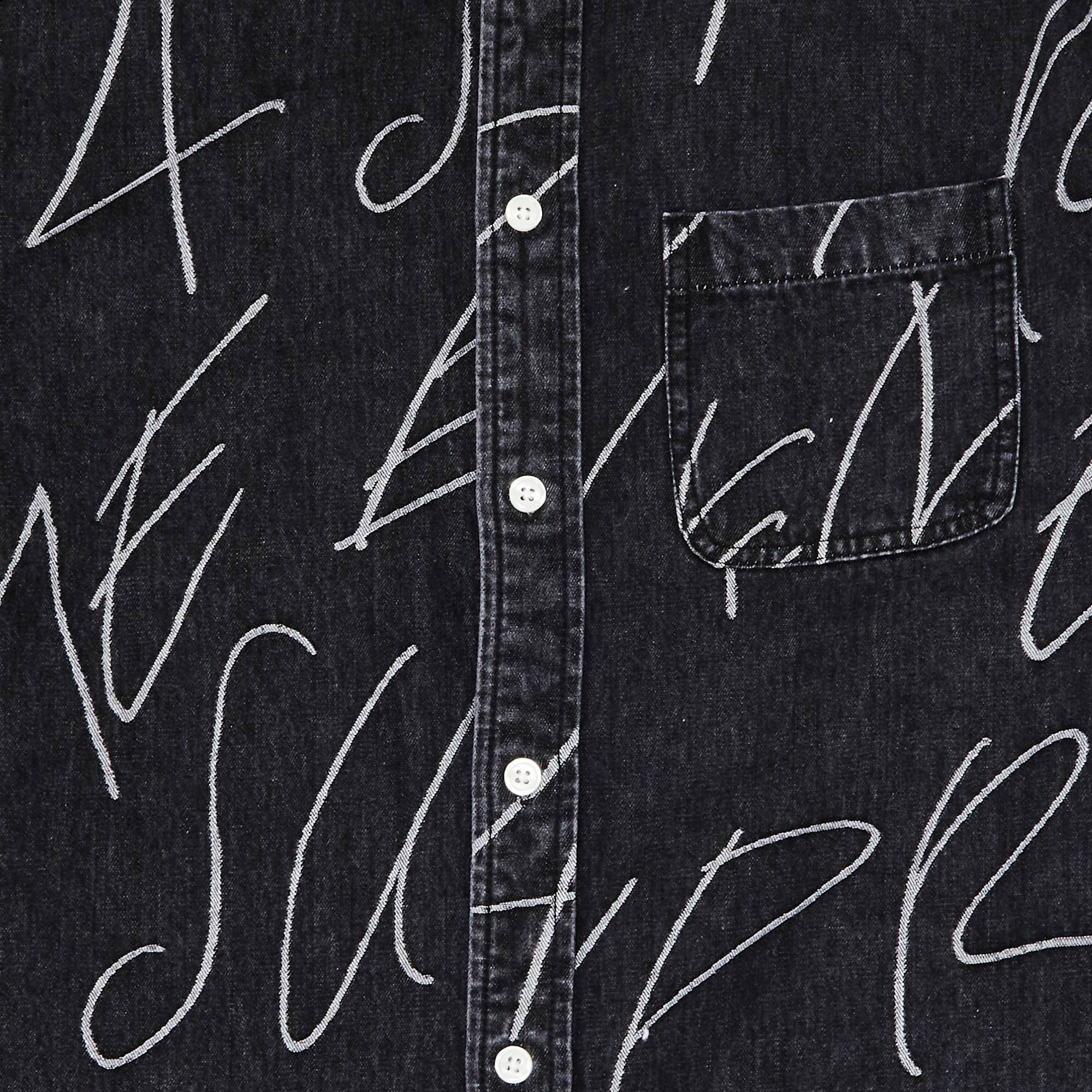 Supreme Handwriting Jacquard Denim Shirt 'Washed Black'