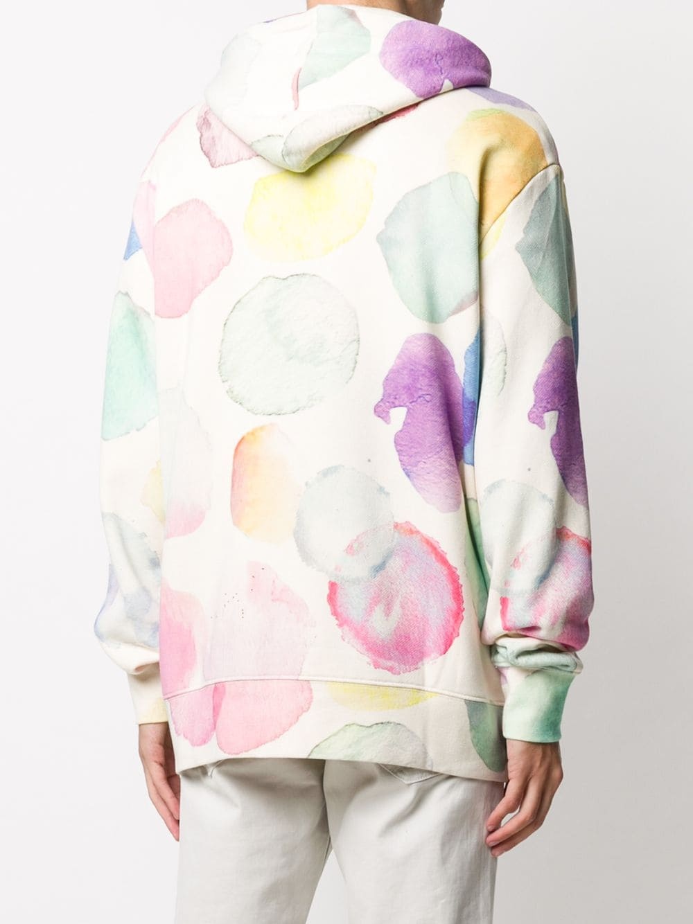 aquarela-print logo embroidered hoodie  - 4