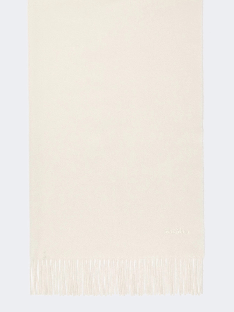 BACI Embroidered and fringed cashmere stole - OPTICAL WHITE 1
