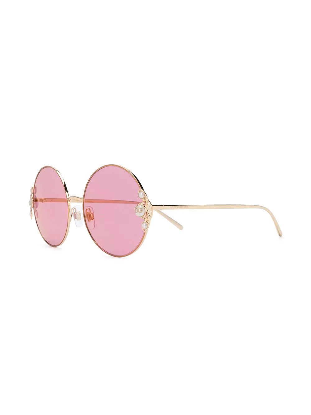 pearl-embellished round-frame sunglasses - 2