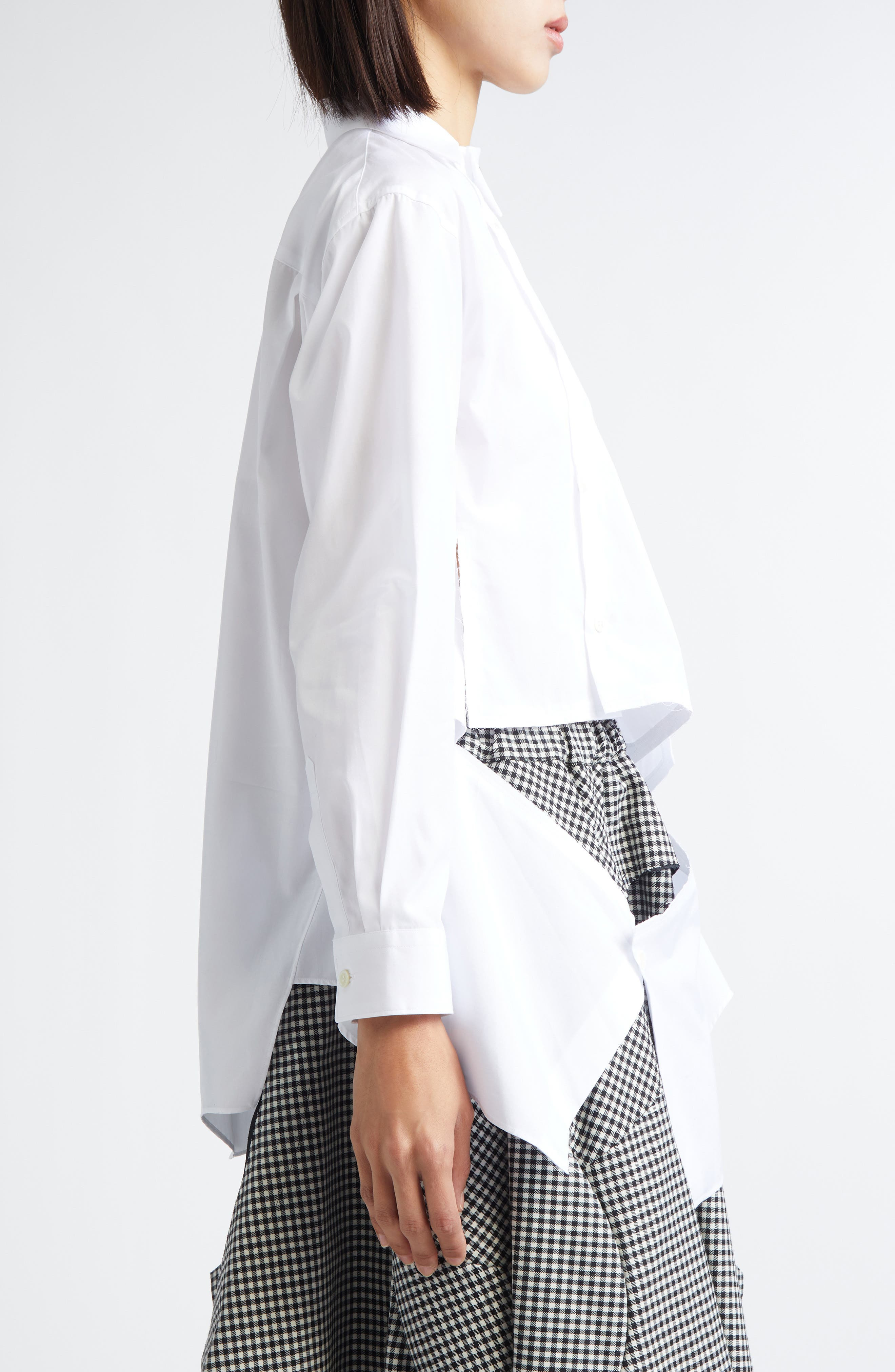 Comme des Garçons Asymmetric Cutout Cotton Broadcloth Button-Up Shirt in White at Nordstrom - 5