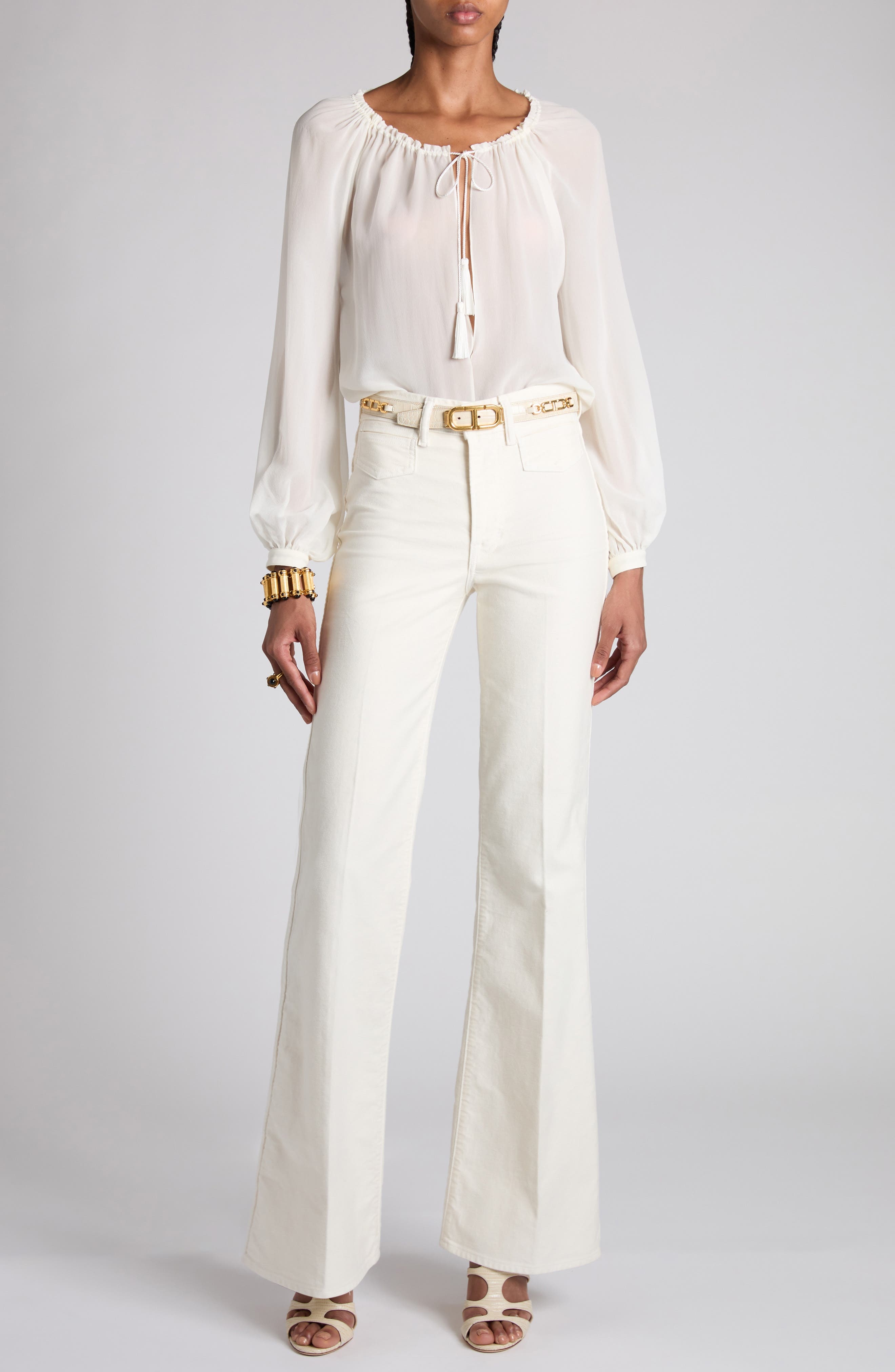 TOM FORD Silk Georgette Top in Aw020 Cream at Nordstrom - 2