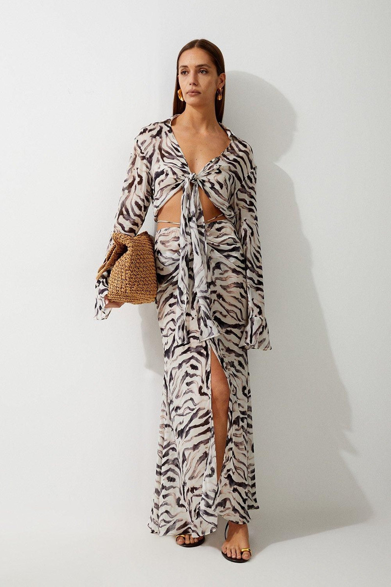 Animal Print Ruched Beach Skirt 1