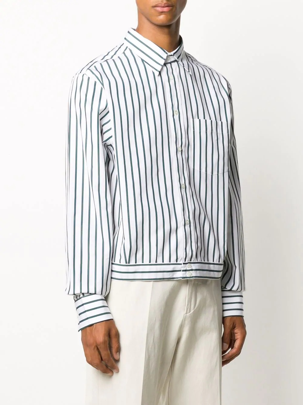 vertical-stripe blouson shirt - 3