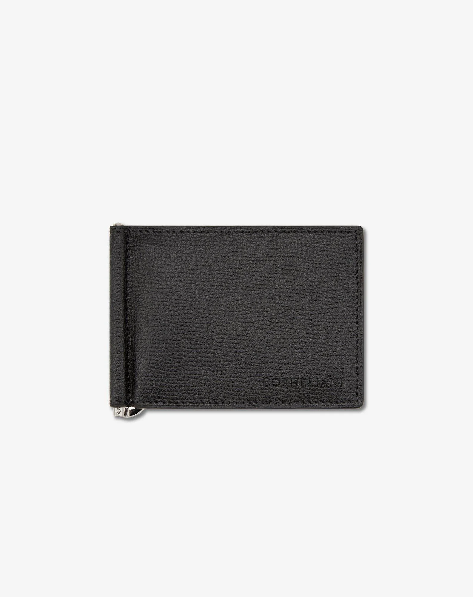 Black texturised leather wallet - 1