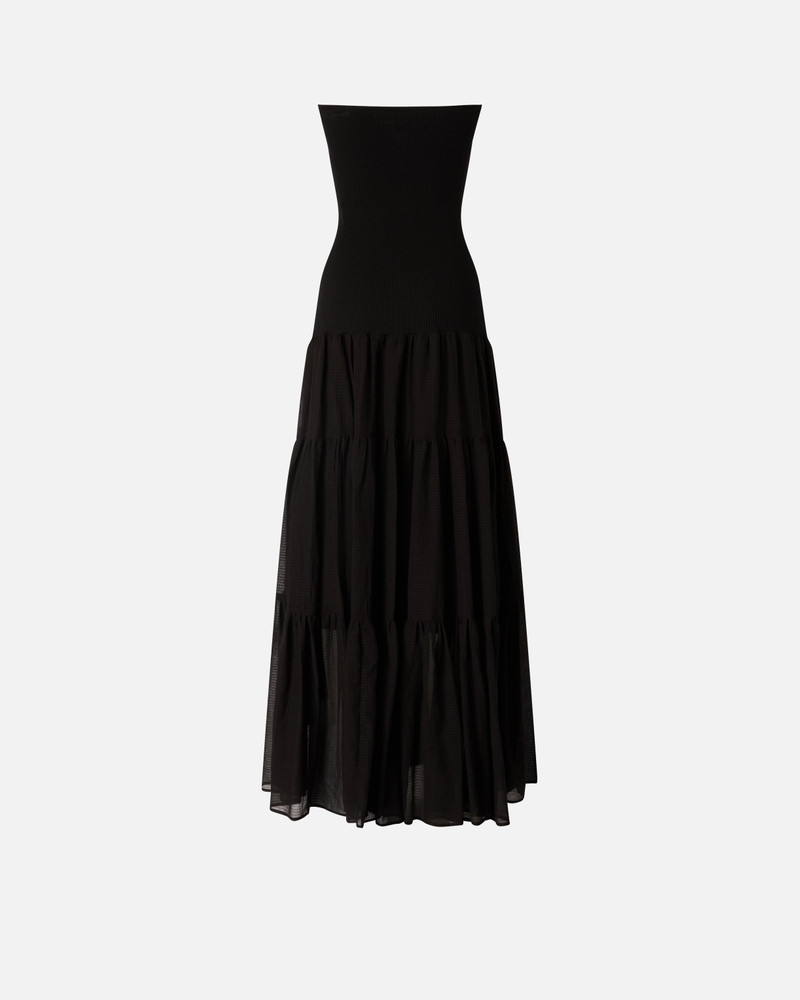 PINKO LONG DRESS WITH RIBBED TOP AND FLOUNCED SKIRT outlook