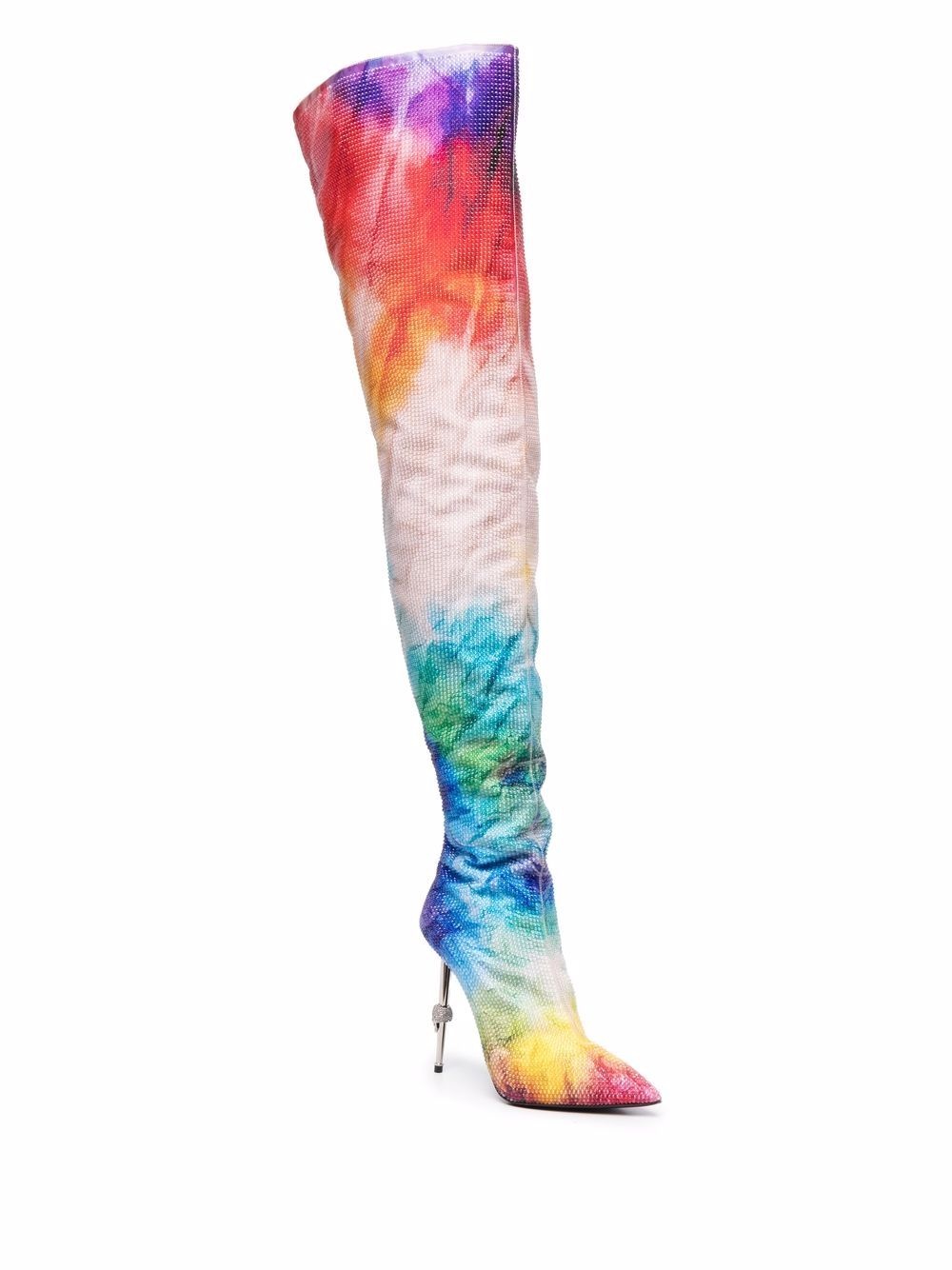 tie-dye print thigh high boots - 2