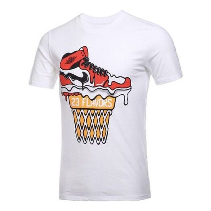 Air Jordan Cartoon Printing Sports Round Neck Short Sleeve White 789645-100 - 1