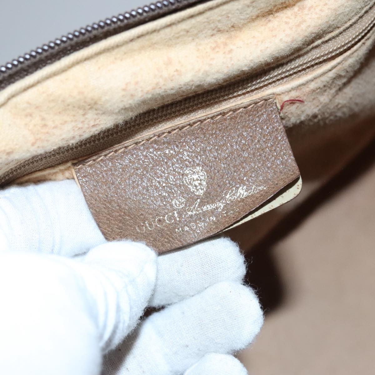 GUCCI GG Supreme Web Sherry Line Hand Bag Pvc Beige Gold 39 02 007 - 16
