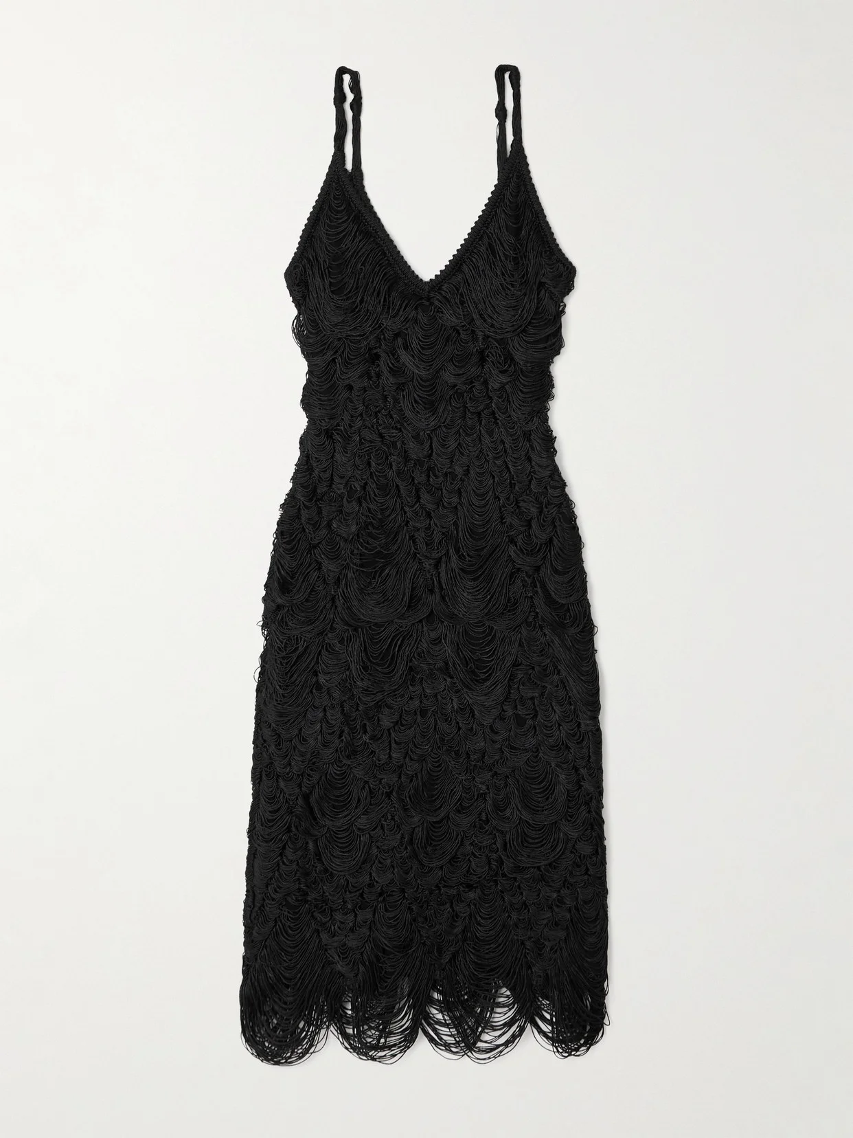 Fringed Silk-blend Midi Dress - 1