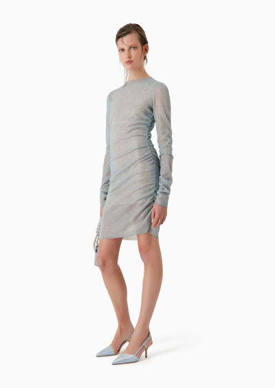 GIORGIO ARMANI Short knit dress with all-over crystals outlook