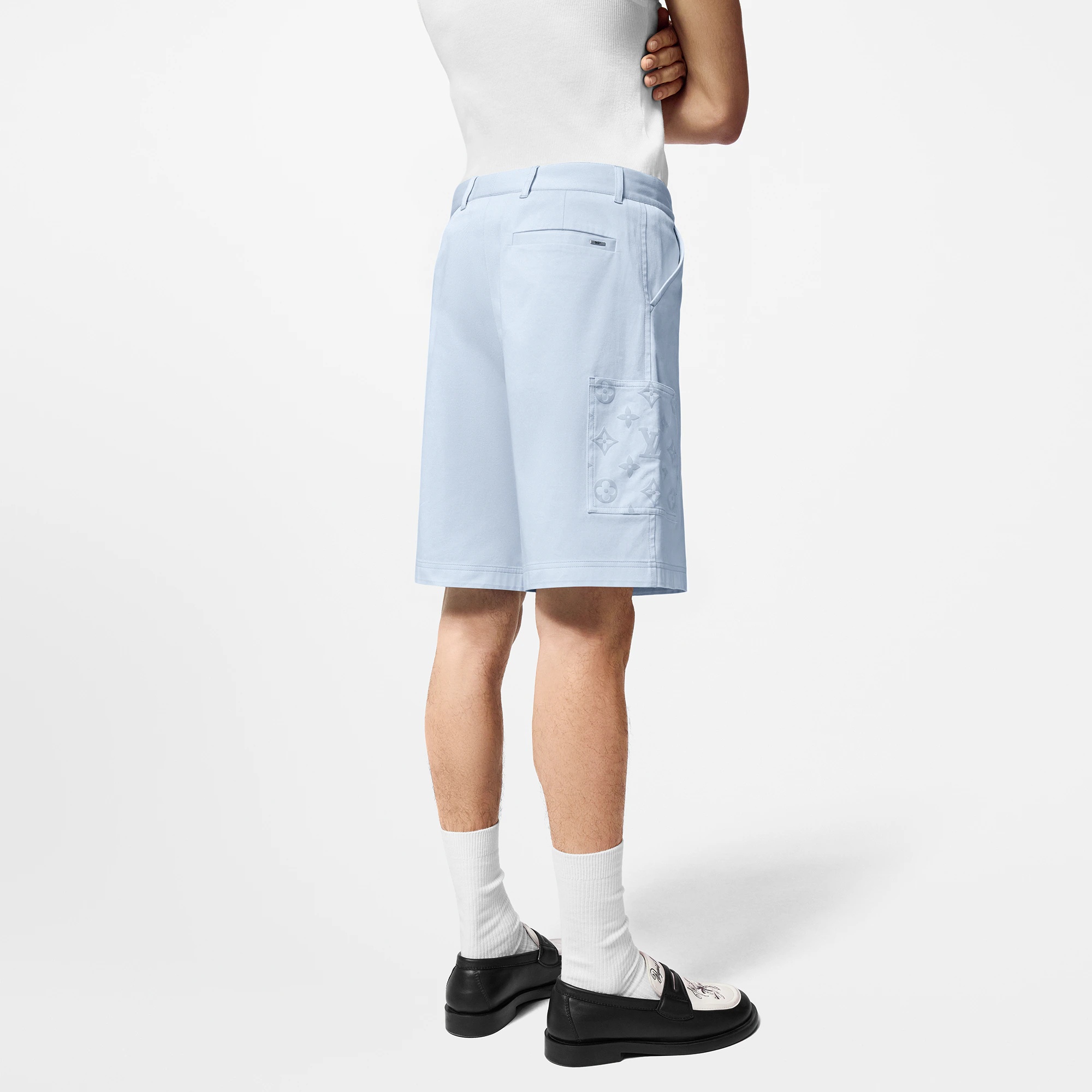 Flocked Cotton Cargo Shorts - 5