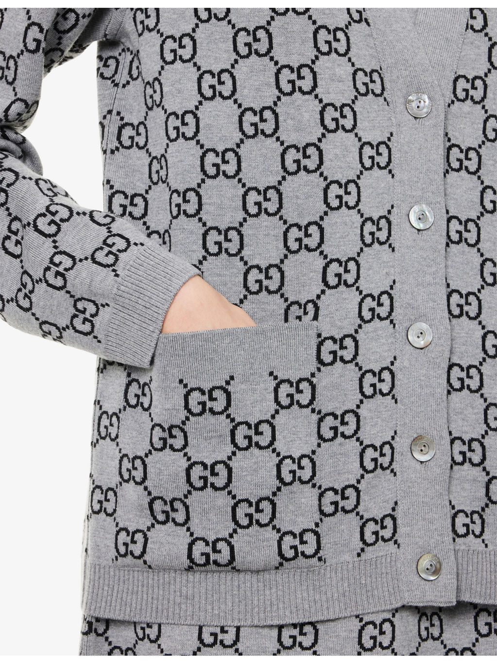 Monogram V-Neck Knitted Wool Cardigan - 5