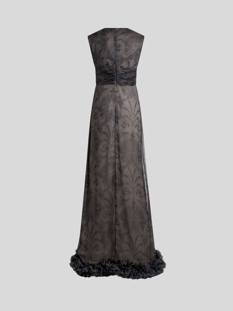 PRINTED SILK DRESS WITH RUCHING - 4