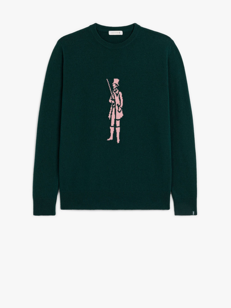 BOTTLE GREEN MERINO WOOL & CASHMERE LOGO CREWNECK SWEATER 1