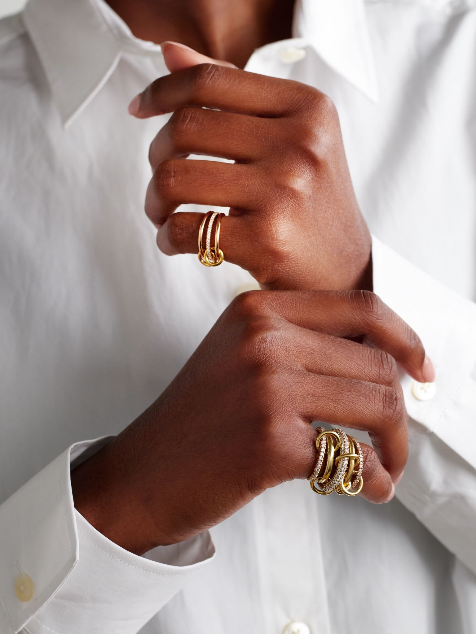 Sonny set of three 18-karat yellow and rose gold and diamond rings Gold - 5