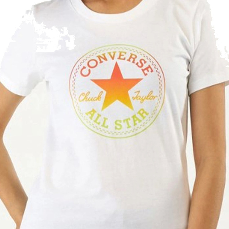 Converse (WMNS) Converse Ombre Chuck Patch Crew T-Shirt 'White Yellow' 10017088-A01 outlook