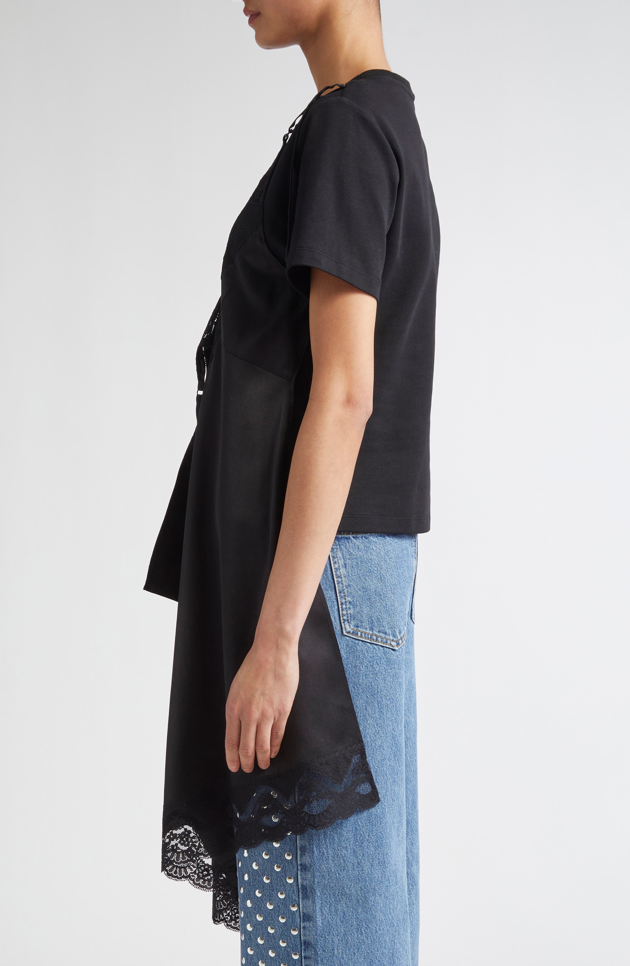 MONSE Deconstructed Lingerie T-Shirt in Black at Nordstrom - 4
