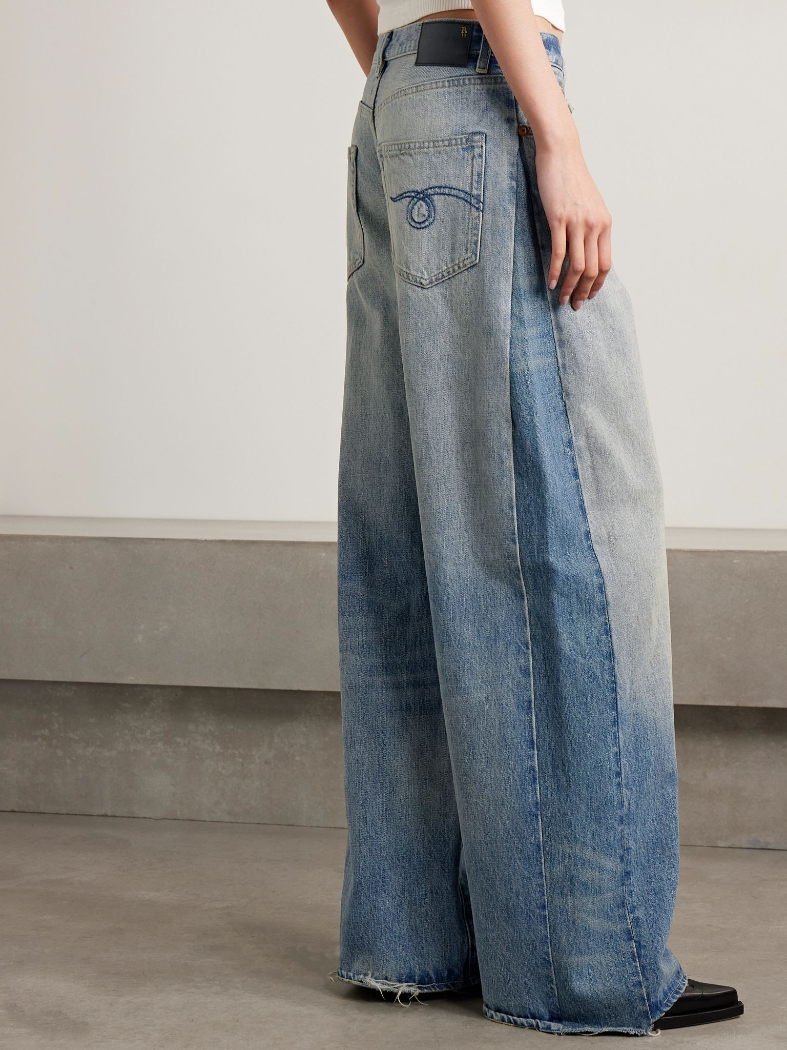 D'Arcy paneled low-rise wide-leg jeans Mid denim - 4