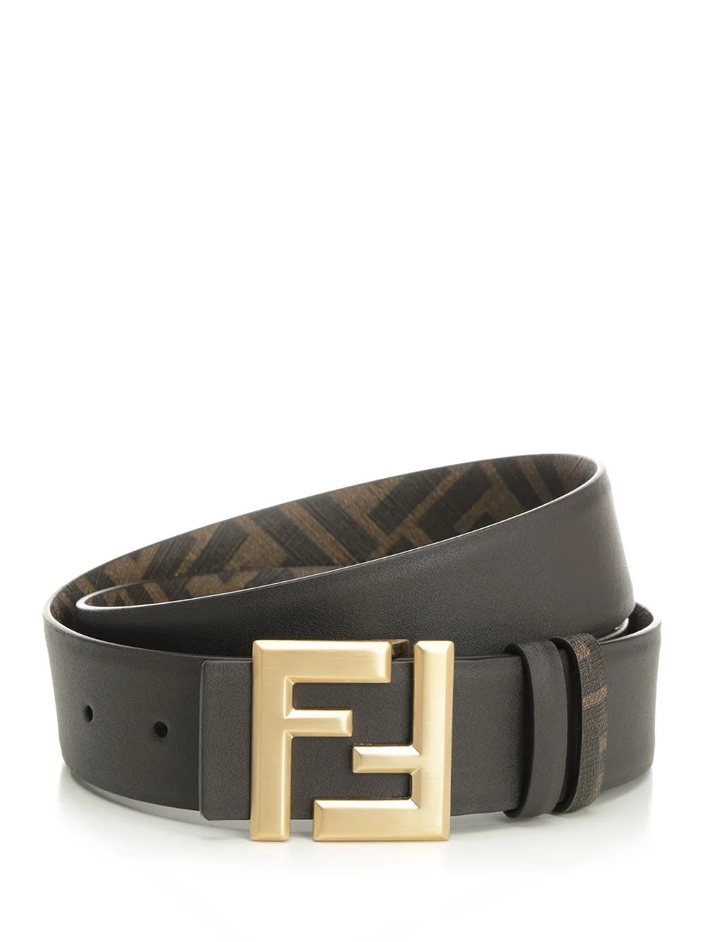 Fendi Men Reversible Belt With Thin Squared Ff Buckle - 1