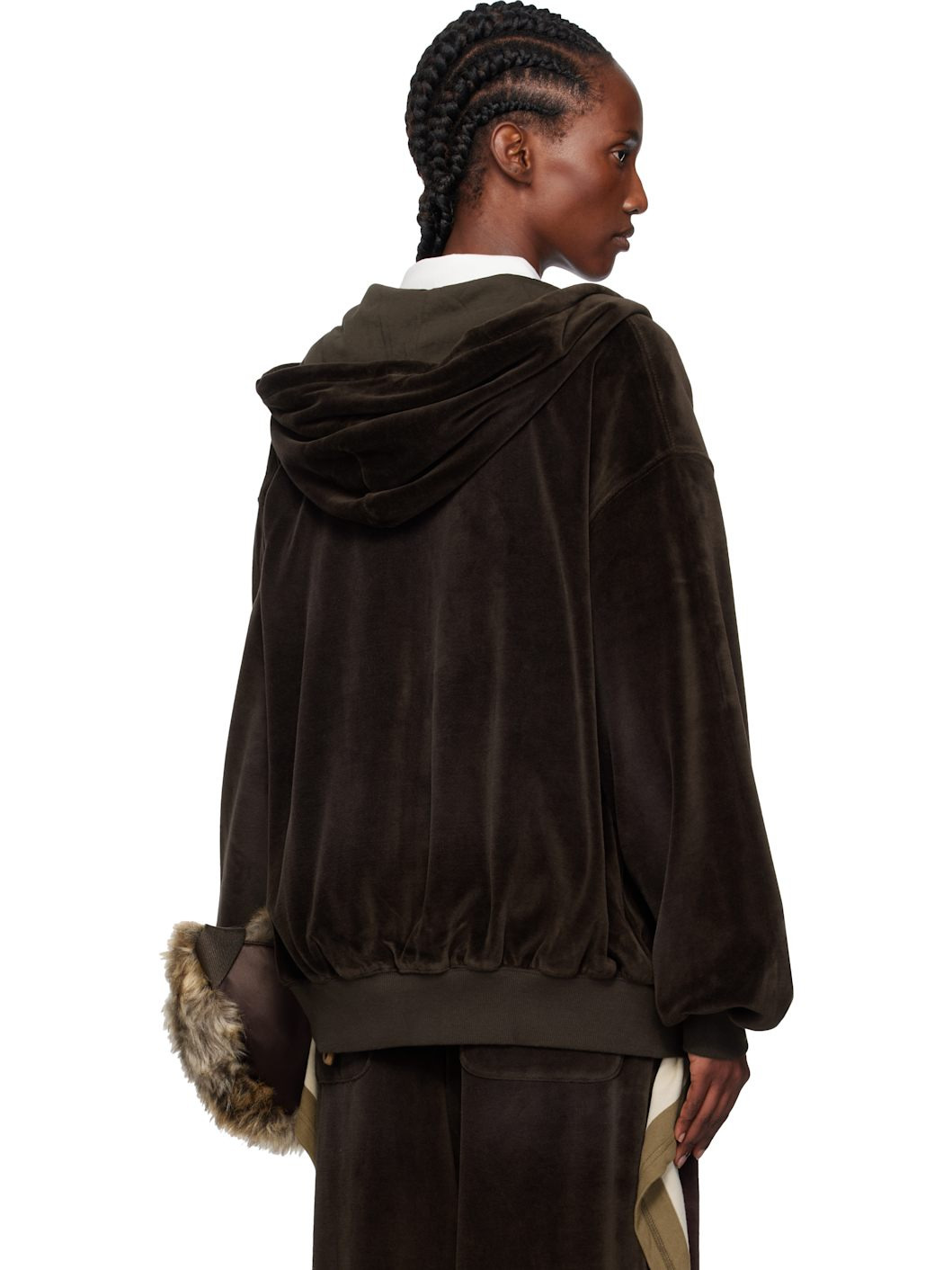 Brown Velour Box Hoodie - 3