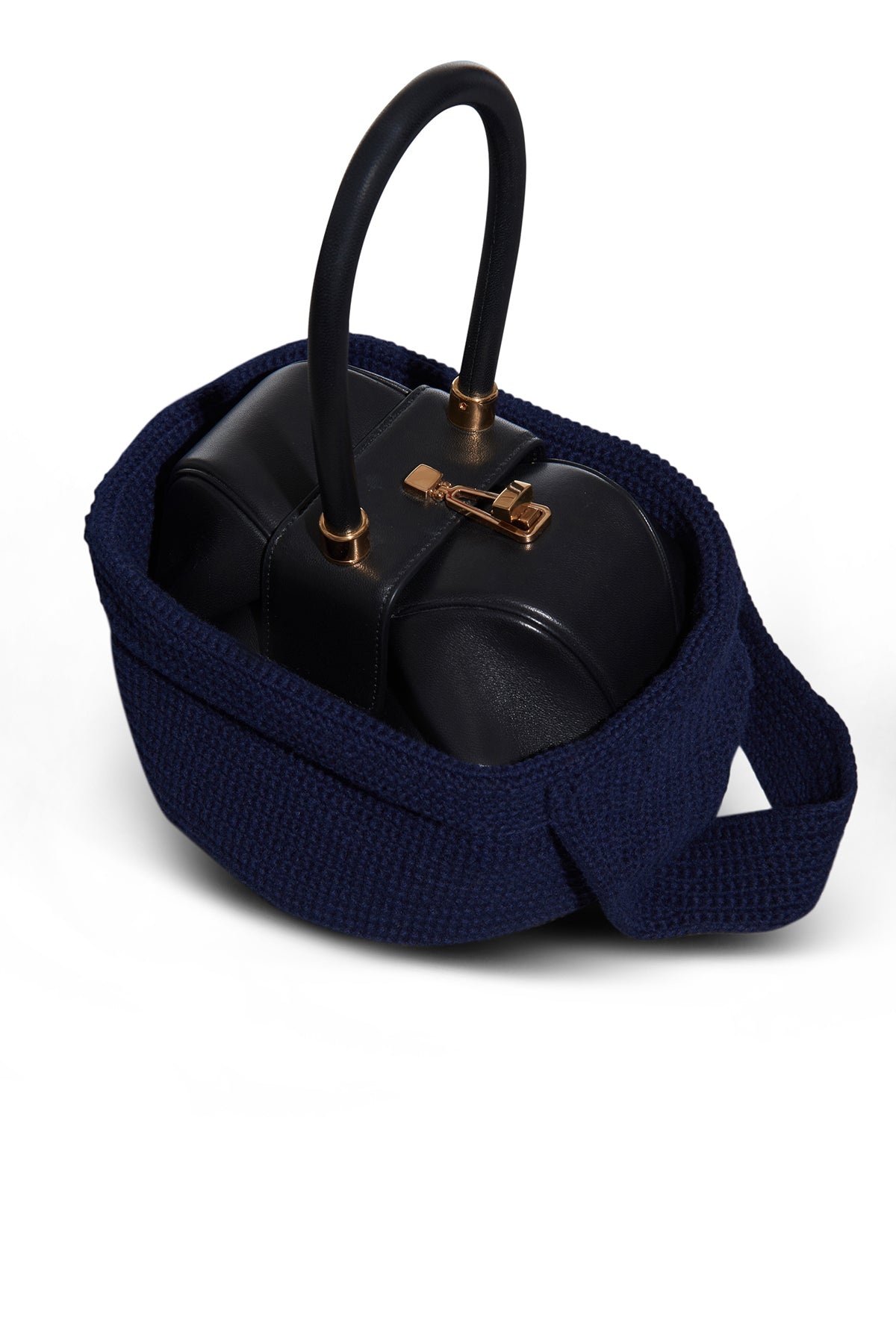 Crossover Knit Bag in Navy Cashmere - 3