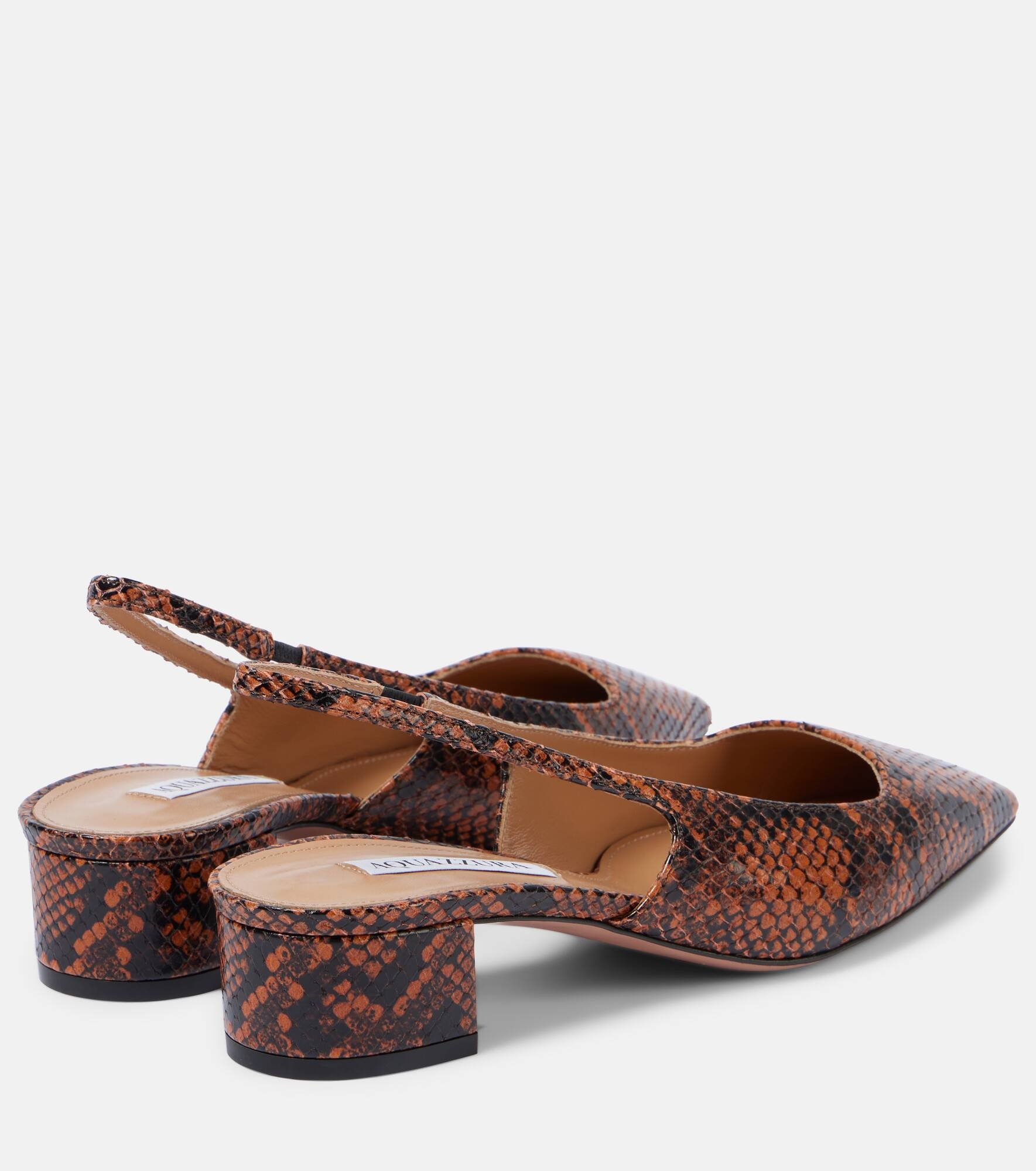 Ginza 35 snake-effect leather slingback pumps - 3