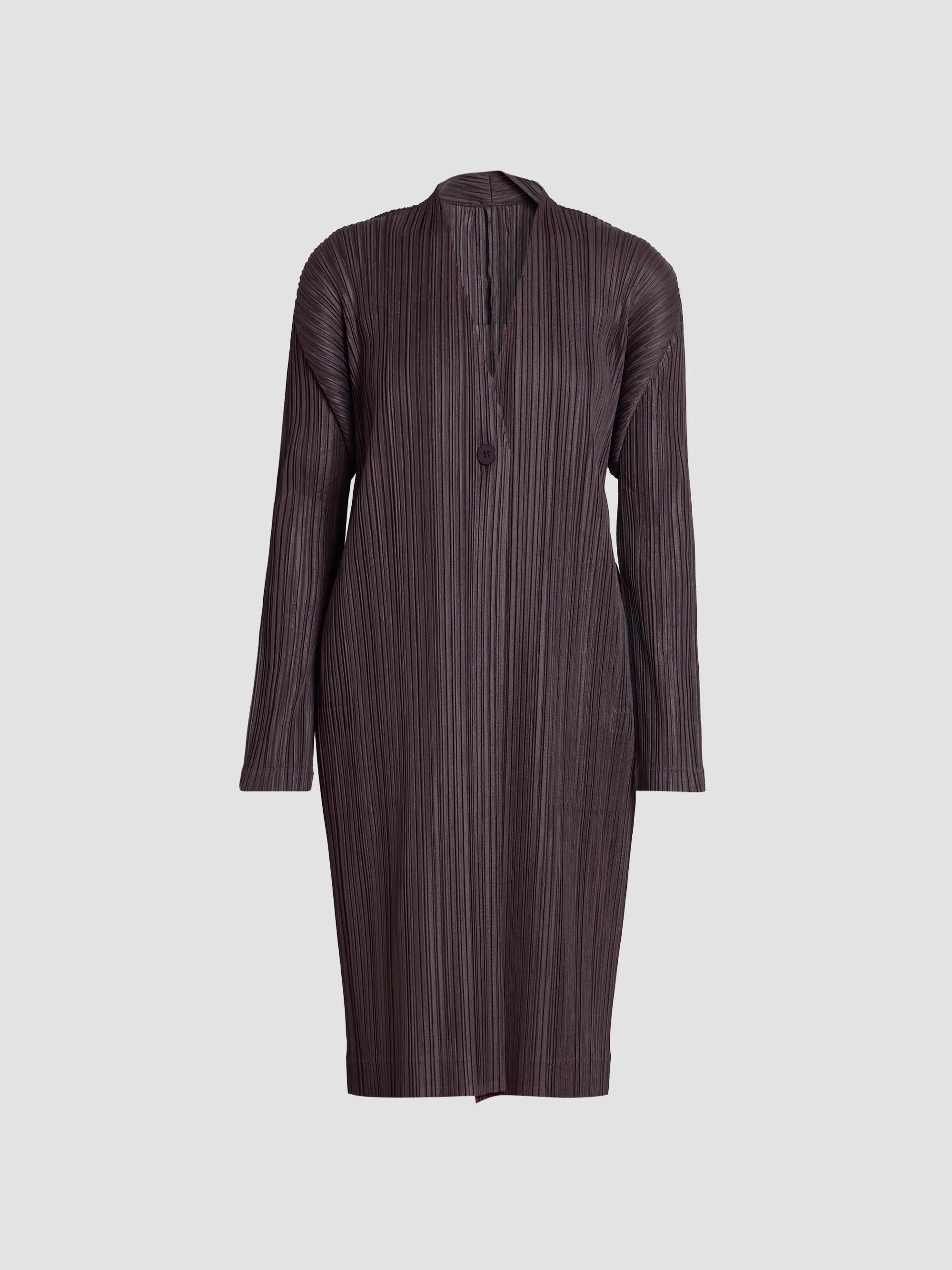 Women's Pleats Single-Button Jacket - Charcoal - 1