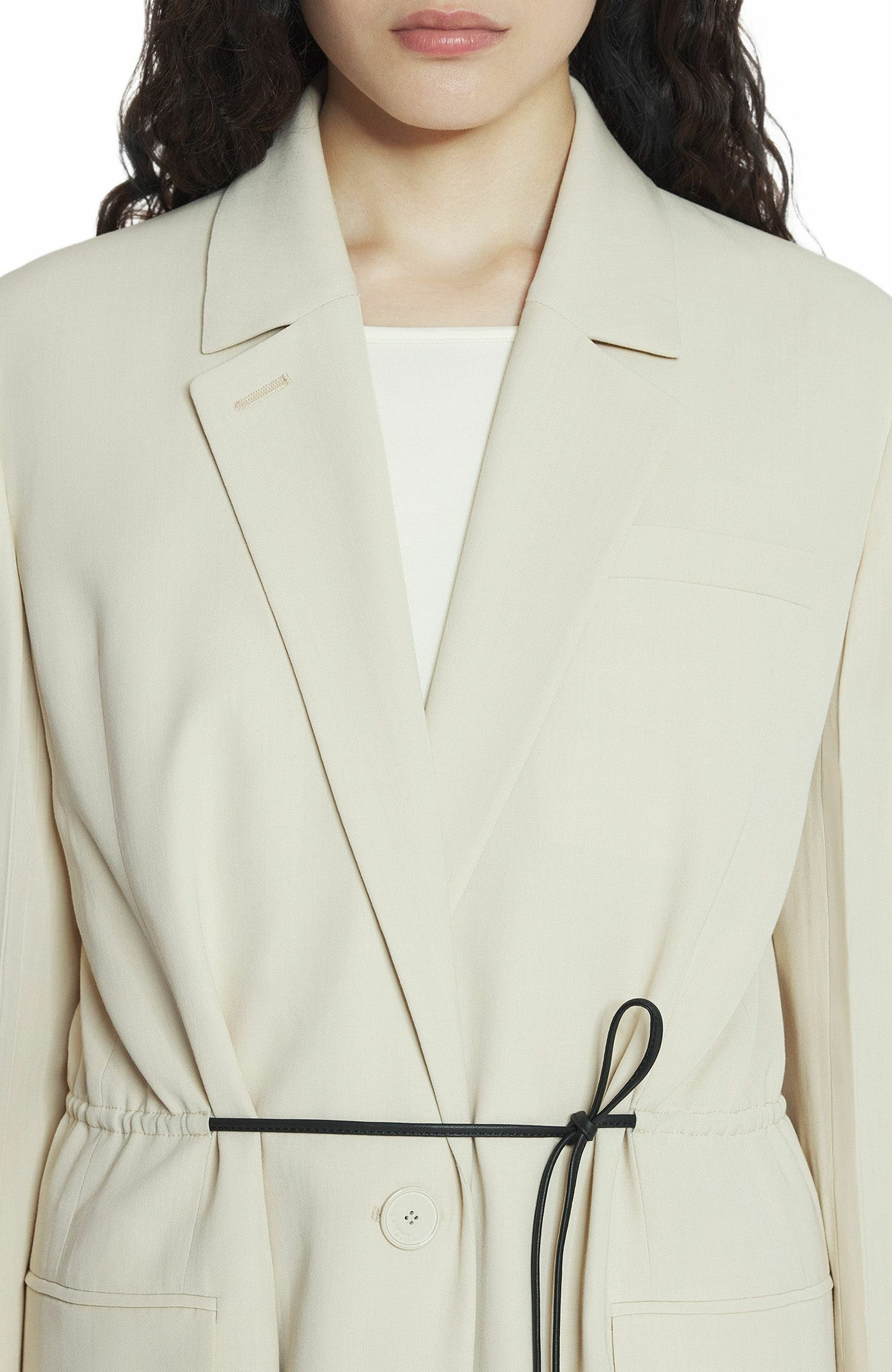 Lanvin Belted Wool Blend Jacket in Mastic at Nordstrom - 5