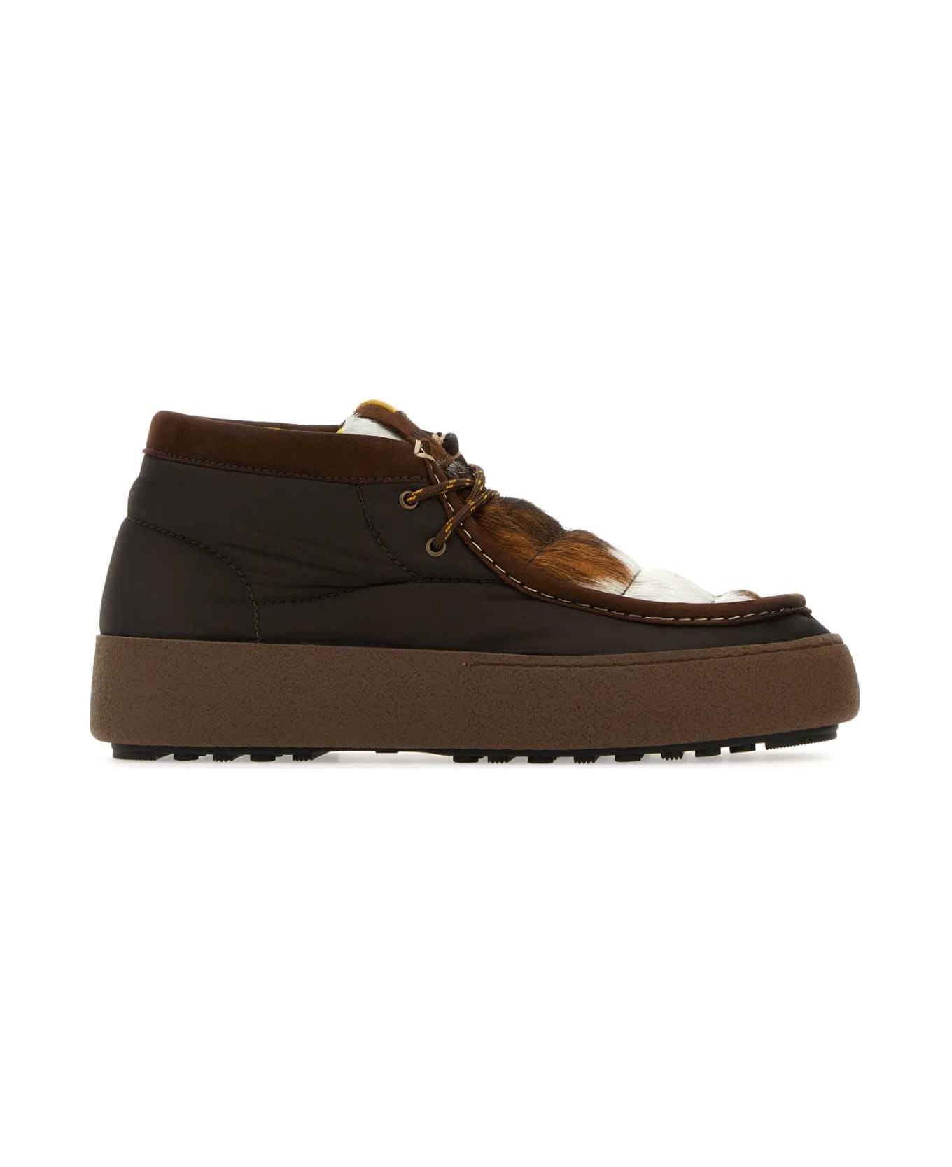 Multicolor Nylon And Leather Mtrack Mid Ankle Boots - 1